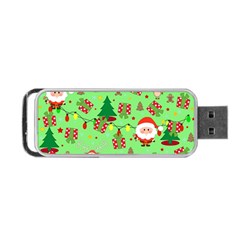 Santa And Rudolph Pattern Portable Usb Flash (one Side) by Valentinaart