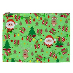 Santa And Rudolph Pattern Cosmetic Bag (xxl)  by Valentinaart