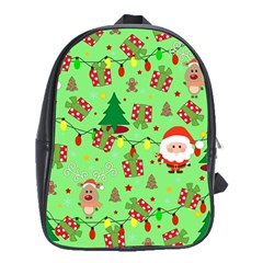 Santa And Rudolph Pattern School Bag (xl)