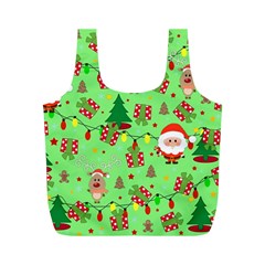 Santa And Rudolph Pattern Full Print Recycle Bags (m)  by Valentinaart