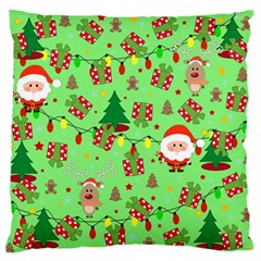 Santa And Rudolph Pattern Large Flano Cushion Case (two Sides) by Valentinaart