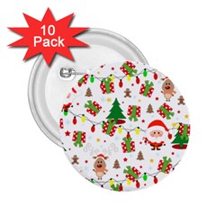 Santa And Rudolph Pattern 2 25  Buttons (10 Pack)  by Valentinaart