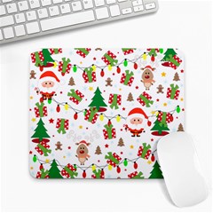 Santa And Rudolph Pattern Large Mousepads by Valentinaart