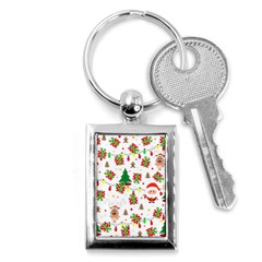 Santa And Rudolph Pattern Key Chains (rectangle)  by Valentinaart