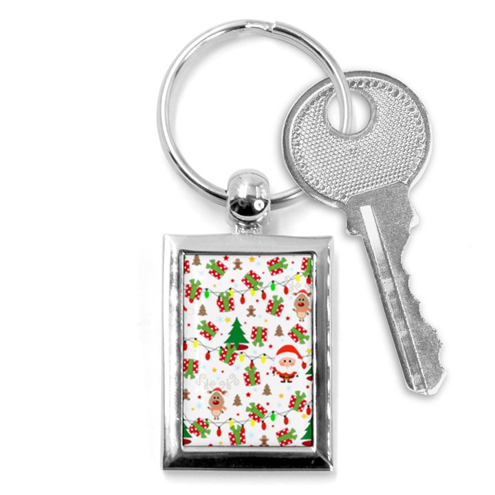 Santa and Rudolph pattern Key Chains (Rectangle) 