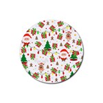 Santa and Rudolph pattern Rubber Round Coaster (4 pack)  Front