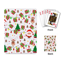 Santa And Rudolph Pattern Playing Card by Valentinaart