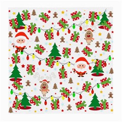 Santa And Rudolph Pattern Medium Glasses Cloth (2-side) by Valentinaart