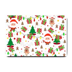 Santa And Rudolph Pattern Small Doormat  by Valentinaart