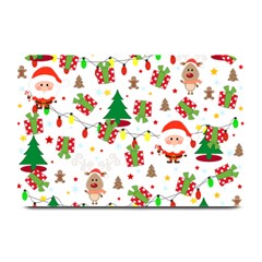 Santa And Rudolph Pattern Plate Mats by Valentinaart