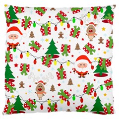 Santa And Rudolph Pattern Large Cushion Case (one Side) by Valentinaart