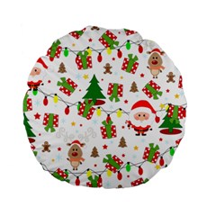 Santa And Rudolph Pattern Standard 15  Premium Round Cushions by Valentinaart