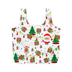 Santa And Rudolph Pattern Full Print Recycle Bags (m)  by Valentinaart