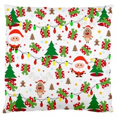 Santa And Rudolph Pattern Large Flano Cushion Case (two Sides) by Valentinaart