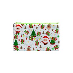 Santa And Rudolph Pattern Cosmetic Bag (xs) by Valentinaart