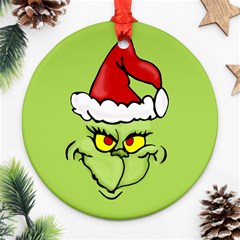 Grinch Round Ornament (two Sides) by Valentinaart