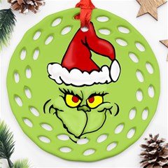 Grinch Round Filigree Ornament (two Sides) by Valentinaart