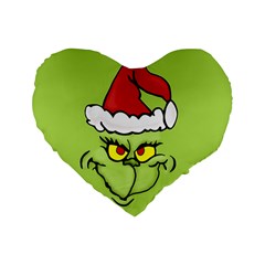 Grinch Standard 16  Premium Heart Shape Cushions by Valentinaart