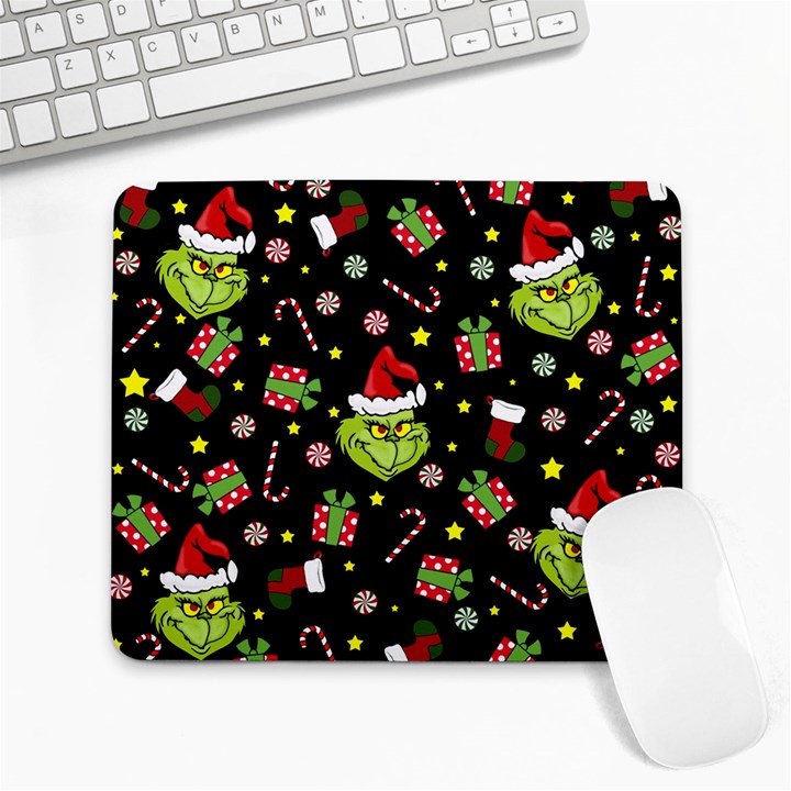 Grinch pattern Large Mousepads