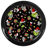 Grinch pattern Wall Clocks (Black) Front