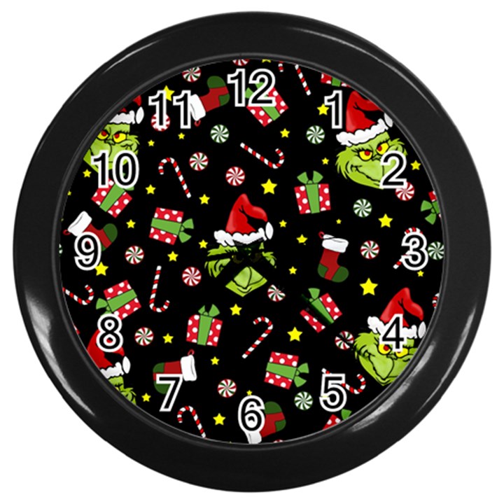 Grinch pattern Wall Clocks (Black)