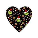 Grinch pattern Heart Magnet Front