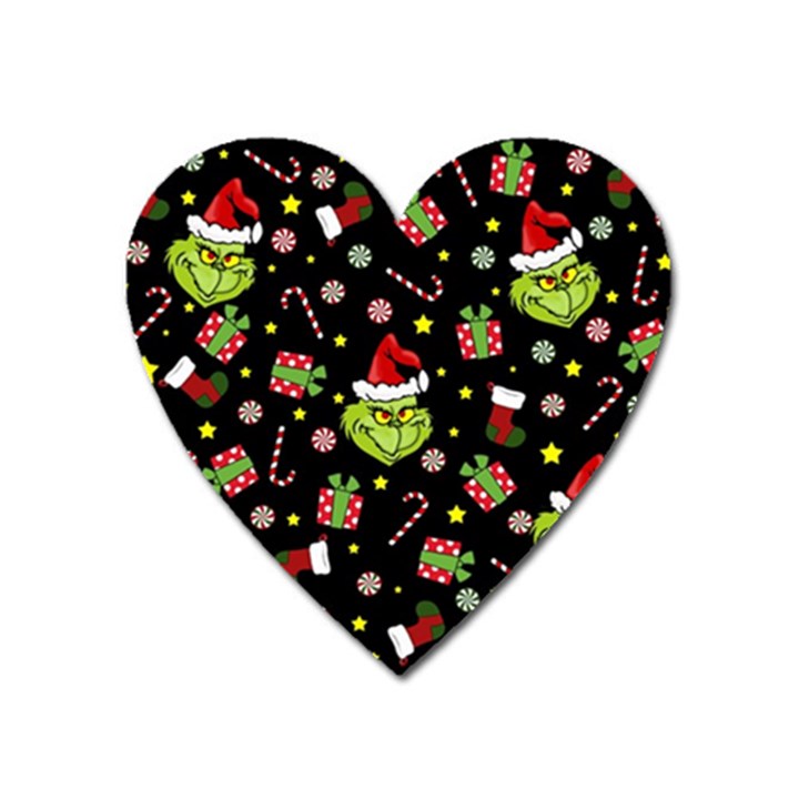 Grinch pattern Heart Magnet