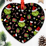 Grinch pattern Heart Ornament (Two Sides) Front