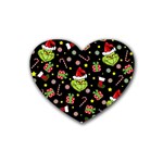 Grinch pattern Heart Coaster (4 pack)  Front