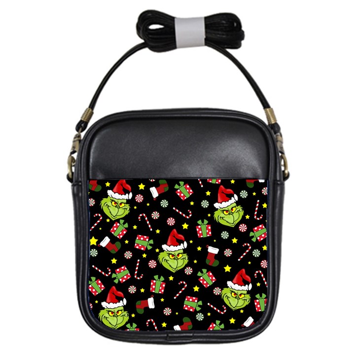 Grinch pattern Girls Sling Bags