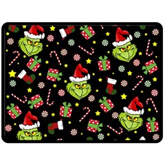 Grinch Pattern Fleece Blanket (large)  by Valentinaart