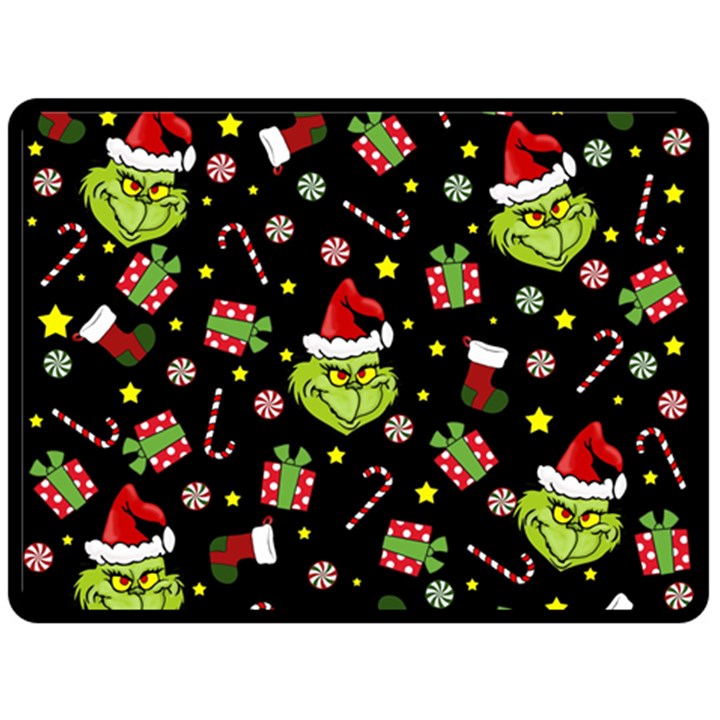 Grinch pattern Fleece Blanket (Large) 