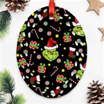 Grinch pattern Oval Filigree Ornament (Two Sides) Front