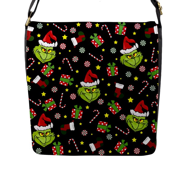 Grinch pattern Flap Messenger Bag (L) 