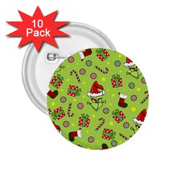 Grinch Pattern 2 25  Buttons (10 Pack)  by Valentinaart