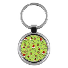 Grinch Pattern Key Chains (round)  by Valentinaart