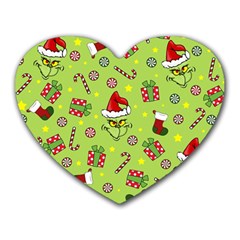 Grinch Pattern Heart Mousepads by Valentinaart