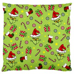 Grinch Pattern Large Flano Cushion Case (two Sides) by Valentinaart