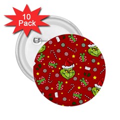 Grinch Pattern 2 25  Buttons (10 Pack)  by Valentinaart