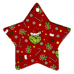 Grinch Pattern Star Ornament (two Sides) by Valentinaart