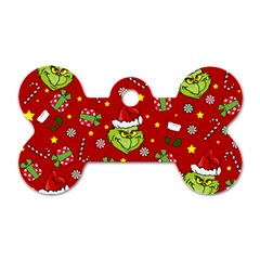 Grinch Pattern Dog Tag Bone (one Side) by Valentinaart