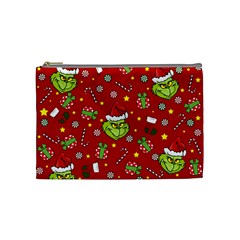 Grinch Pattern Cosmetic Bag (medium)  by Valentinaart