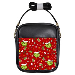 Grinch Pattern Girls Sling Bags by Valentinaart