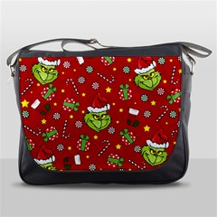 Grinch Pattern Messenger Bags by Valentinaart