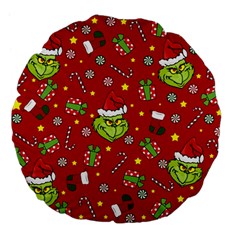 Grinch Pattern Large 18  Premium Flano Round Cushions by Valentinaart