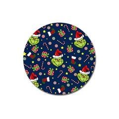 Grinch Pattern Magnet 3  (round) by Valentinaart