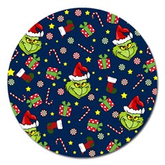 Grinch Pattern Magnet 5  (round) by Valentinaart