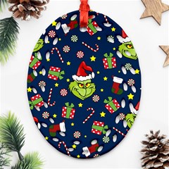 Grinch Pattern Oval Filigree Ornament (two Sides) by Valentinaart