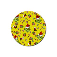 Grinch Pattern Rubber Coaster (round) 