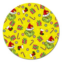 Grinch Pattern Magnet 5  (round) by Valentinaart